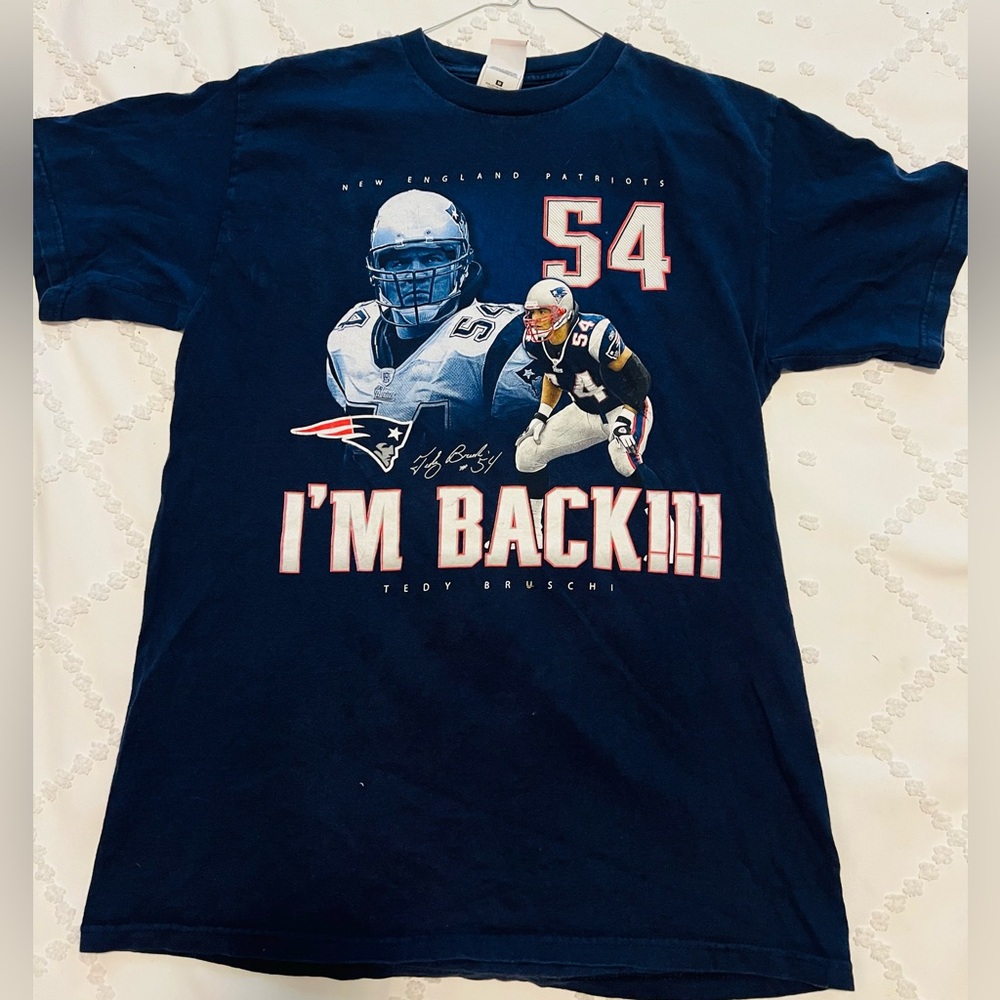 Rare Vintage New England Patriots Tedy Bruschi men’s Tshirt Medium